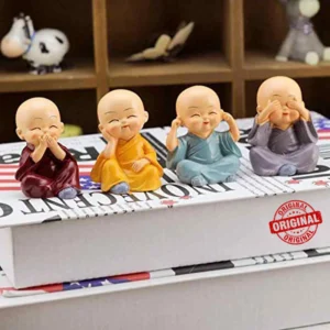 Set of 4 Miniature Buddha Monk Statues