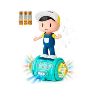 Toys Musical Toy Battery Operated 360 Degree Rotating Musical Dancing Boy 5D Light & Sound Toy with Bump & Go Action