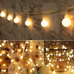50 Led Bubble Ball String LED Fairy Lights for Home and Outdoor (12 m, Warm White) (Plastic)