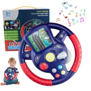 Steering Wheel Toy for Kids Simulation Driving Car Toy with Light & Sound Interactive Sensory Educational Gift for Toddlers