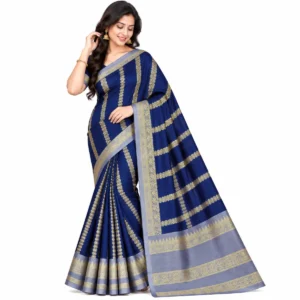 Navy Blue Banarasi Katan Silk Saree with golden zari work