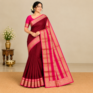 maroon-mysore-crepe-silk-saree