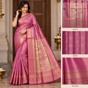Bright Rani Pink Tissue Saree